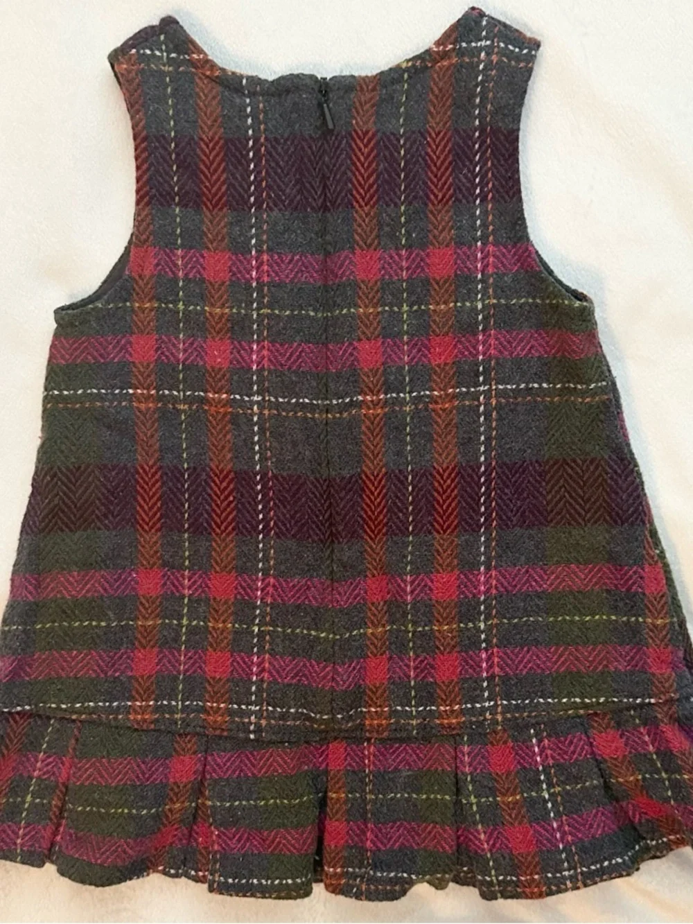 Vintage 2007 Gymboree Fall Forest Herringbone Plaid Jumper Dress 12-18M baby